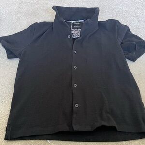 Denim & Flower Black Short-Sleeve Button-Down Shirt